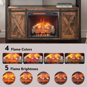 English Elm 23 Inch Infrared Quartz Electric Fireplace Insert with Log Set and Realistic Flame Effect W1769P263642