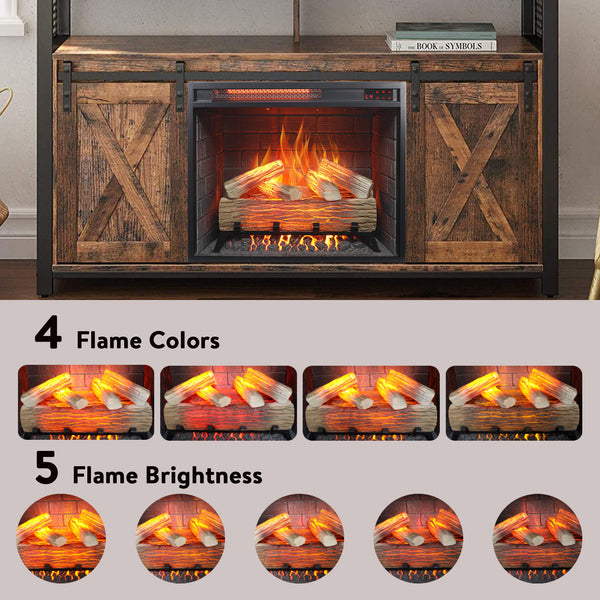 English Elm 23 Inch Infrared Quartz Electric Fireplace Insert with Log Set and Realistic Flame Effect W1769P263642
