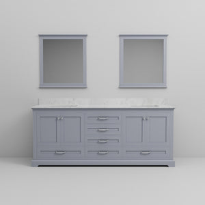 English Elm Dark Grey Double Bath Vanity With Carrara Marble Top, Ample Storage & 30" Mirrors For Modern Elegance B2731S00816