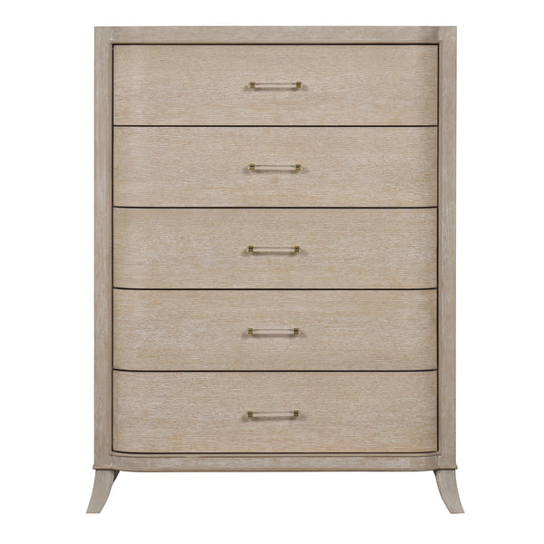 English Elm Transitional Oak Veneer Chest Dovetail Drawers Acrylic Hardware Felt Lined Bedroom B2741P370417