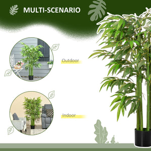 English Elm HOMCOM Lifelike 4.5FT Artificial Bamboo Tree in Black Nursery Pot, 924 Leaves, Maintenance-Free Elegance W2225P229160