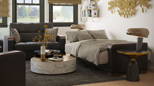 English Elm Primenest Zenaero X Convertible Loveseat With Storage - Sleek Black Pu Design For Small Spaces B030P281777-GIGA