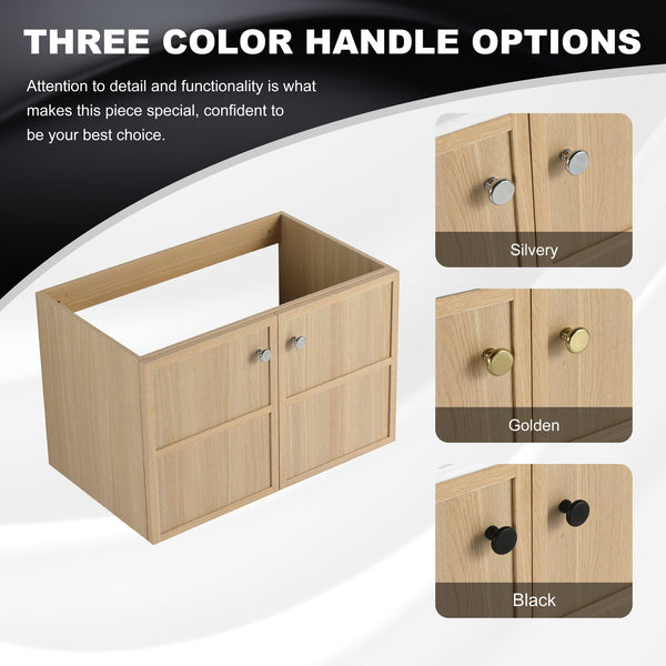 English Elm 30" Modern Wall-Mounted Bathroom Vanity Cabinet, Oak Plywood Finish, 2 Soft-Close Doors, Hardware Included W1972P265284
