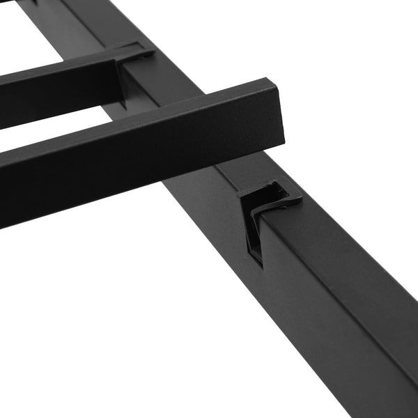 English Elm King Metal Platform Bed Frame with Wooden Headboard & Footboard USB, LED Lights, 2 Drawers Storage W2297P236977