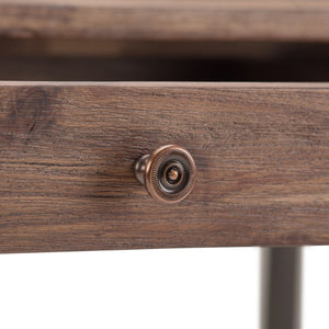 English Elm Ralston Desk - Handcrafted Rustic Natural Aged Brown Acacia Wood & Metal Frame For Home Office Use B136P159560-GIGA