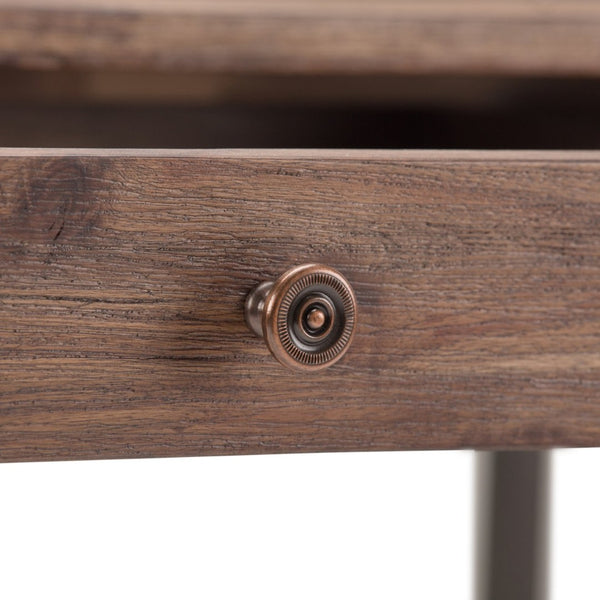 English Elm Ralston Desk - Handcrafted Rustic Natural Aged Brown Acacia Wood & Metal Frame For Home Office Use B136P159560-GIGA