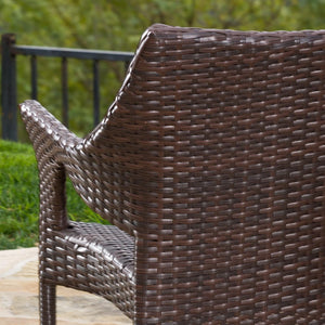English Elm Outdoor Stackable Woven Rattan Patio Chair Uv Resistant All Weather Mocha Brown N769P334781A