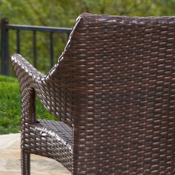 English Elm Outdoor Stackable Woven Rattan Patio Chair Uv Resistant All Weather Mocha Brown N769P334781A