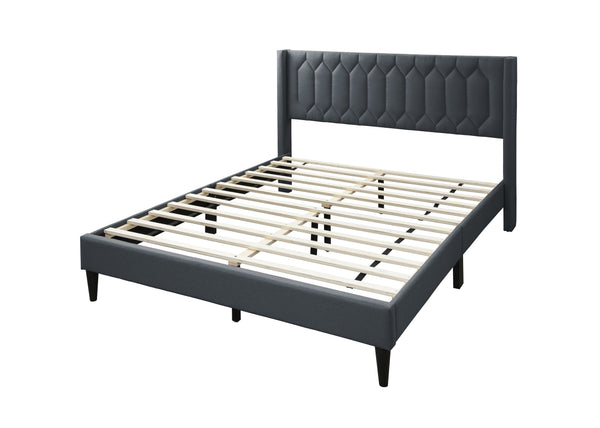 English Elm Modern Diamond Tufted Platform Bed Burlap Upholstered Frame for Loft Bedrooms Charcoal B011P418596