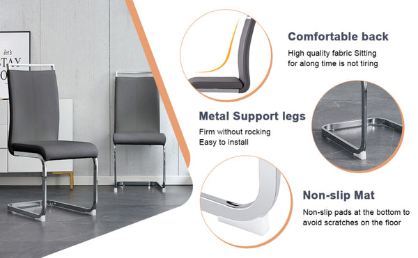 English Elm Table Modern Marble Dining Set - Elegant 71"X35.4" Table With 8 Dark Gray Pu Chairs & Metal Legs W1151S02119-GIGA