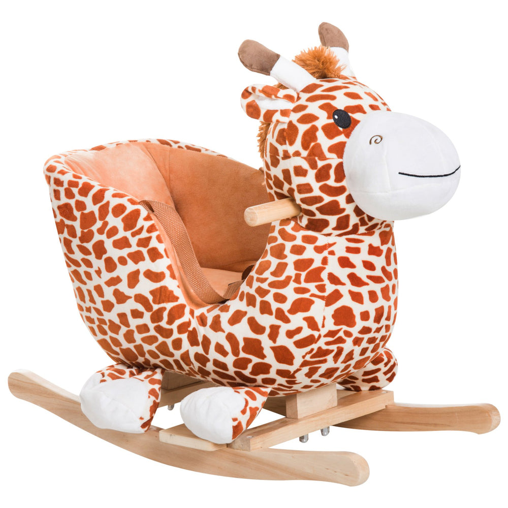 English Elm Qaba Giraffe Plush Toddler Rocking Ride on Toy with Sound and Safety Belt W2225P200647