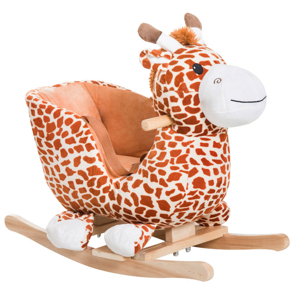 English Elm Qaba Giraffe Plush Toddler Rocking Ride on Toy with Sound and Safety Belt W2225P200647