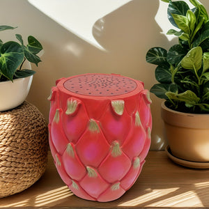 English Elm 13.4" Resin Dragon Fruit Sculptural Stool Outdoor Plant Stand Patio Accent W5709P460806