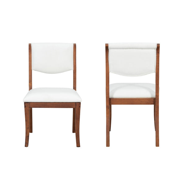 English Elm Walnut Upholstered Dining Chairs Set Of 2 - Elegant Fabric Side Chairs With Curved Design & Comfort N842P315209D-GIGA