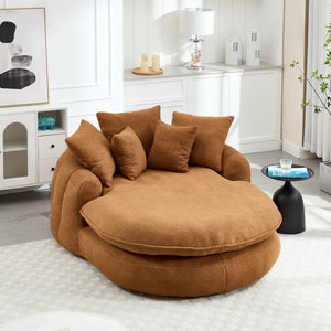 English Elm Oversized Memory Foam Chenille Bean Bag Sofa with Ergonomic Back Support, 3 Large & 2 Small Pillows Orange W395P359410