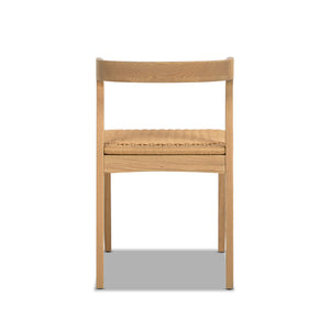 English Elm Jennifer Taylor Home - Capri Handcrafted Oak Dining Chair with Curved Back and Woven Natural Fiber Seat, Sculptural Elegance Brown B2719P395563