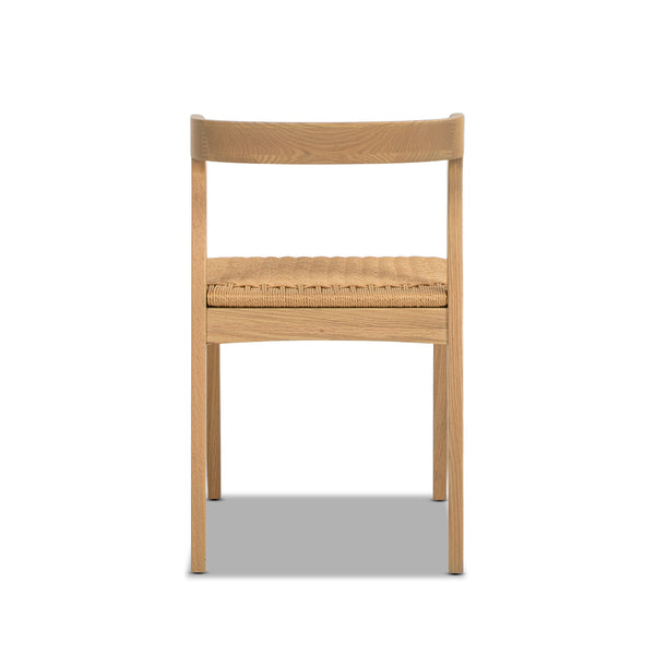 English Elm Jennifer Taylor Home - Capri Handcrafted Oak Dining Chair with Curved Back and Woven Natural Fiber Seat, Sculptural Elegance Brown B2719P395563