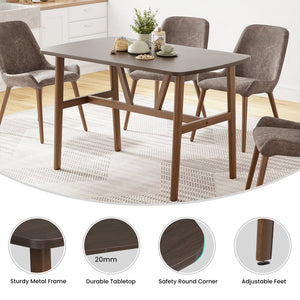 English Elm Dining Rectangular Wood Table for 4-6 with Sturdy Metal Frame, Rounded Corners, Easy Assembly, Durable Modern Dining Room Centerpiece Dark Walnut T3623P380107