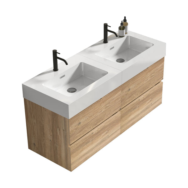 English Elm Grace 48'' Modern Bathroom Vanity With Oak Quartz Sink, Soft-Black Drawers, And Eco-Friendly Design W1865S00159