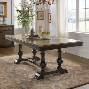 English Elm Traditional Trestle Dining Table Oak Walnut Veneer with Self Storing Leaf Seats Ten B011S00920