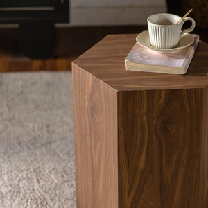 English Elm Hexagon Mdf End Table with Wood Grain Finish Fully Assembled for Small Living Spaces W3158P395506