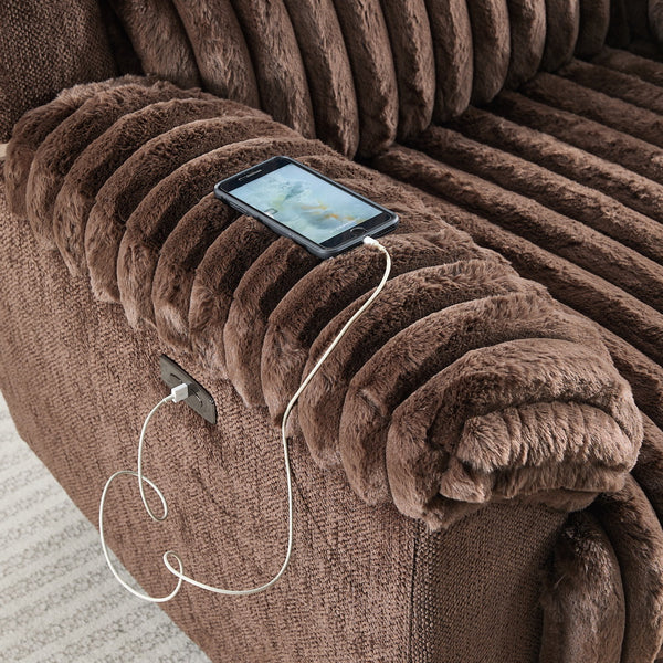 English Elm M079 Power Reclining Sofa Set With Loveseat & Single Recliner - Comfort, Style & Usb Charging! W1805S00106