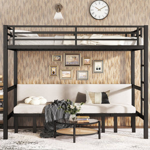 English Elm Twin Xl Solid Pine Loft Bed with Built-in Led Lighting and Storage Shelves W1580S00503