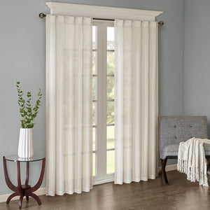 English Elm Solid Crushed Curtain Panel Pair – 2 Sheer Window Panels For Modern Elegance & Light Diffusion B03598154-GIGA