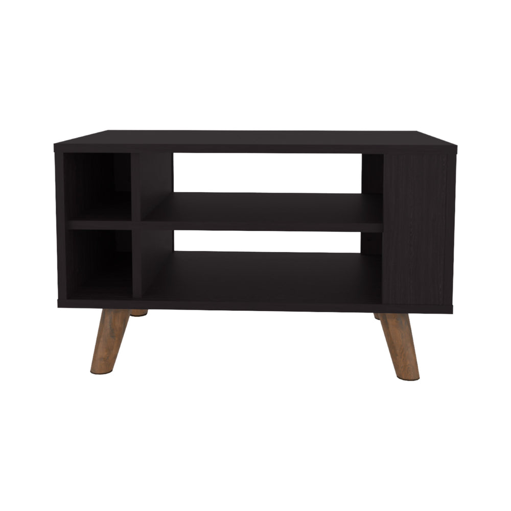 English Elm Wengue Coffee Table with Open Storage, Bottle Holders & Display Shelf for Modern Transitional Living Room Decor B062P323165