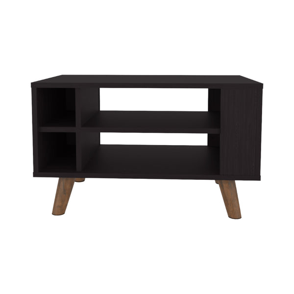 English Elm Wengue Coffee Table with Open Storage, Bottle Holders & Display Shelf for Modern Transitional Living Room Decor B062P323165