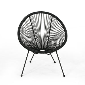 English Elm Anson Outdoor Accent Chairs Set of 2 Woven Rattan Basket Seat Patio Lounge Pair Black N773P404950B
