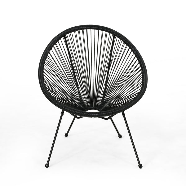 English Elm Anson Outdoor Accent Chairs Set of 2 Woven Rattan Basket Seat Patio Lounge Pair Black N773P404950B