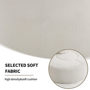 English Elm Round Cloud Sofa Bed Waffle Fabric Memory Foam Convertible Couch for Small Space Living Beige W3224P491994