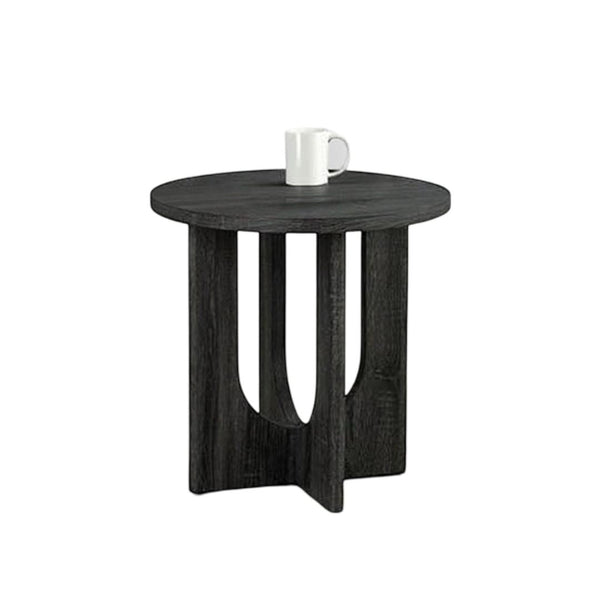 English Elm Contemporary 3-Piece Round Table Set: Stylish Coffee & End Tables With Cross-Arch Base In Gray Finish B2741P395102