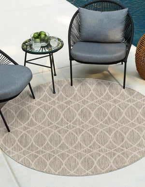 Unique Loom Outdoor Trellis Gitter Machine Made Trellis Rug Light Gray, Ivory 10' 0" x 10' 0"