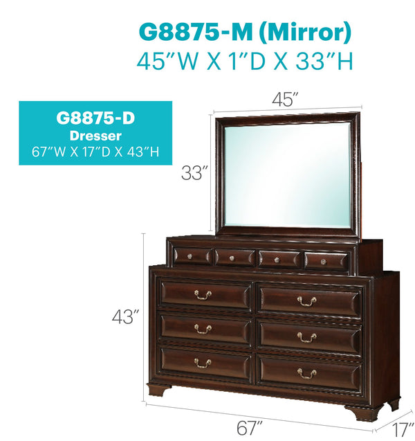 English Elm LaVita Solid Hardwood 10-Drawer Dresser with Jewelry Drawers, Durable Oak Finish, Spacious Storage Cappuccino 42 L x 69 W x 20 H B078108499