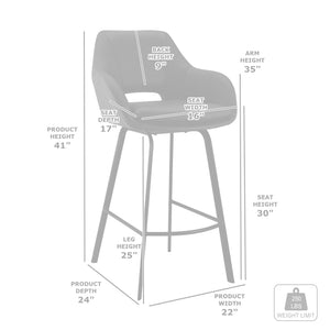 English Elm Freya Gray Faux Leather Swivel Bar Stool - 30" Height, Modern Design, Easy-Clean & Durable Steel Frame B2736P268542