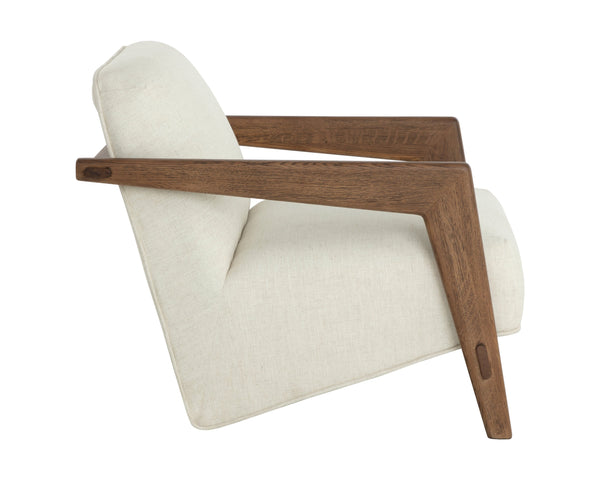 Sunpan Bosco Lounge Chair - Mid-century Modern Design With Plush Geralt Linen Upholstery & Oak Frame Cream Fabric 111960