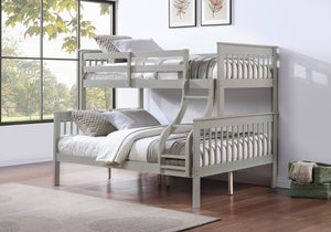 English Elm Marita Gray Twin/Full Bunk Bed - Durable Pine & MDF, 660 lb Capacity, Right Ladder, Easy Assemble B2726S00527