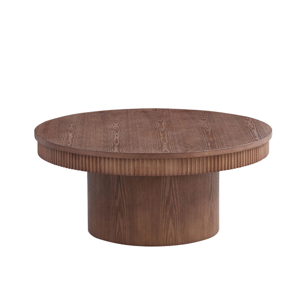 English Elm 35.04''fiberglass Round Coffee Table Faux Marble Finish Low Profile Modern Living Room W2582S00190