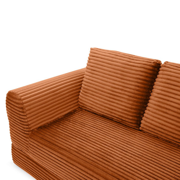 English Elm 2-in-1 Corduroy Futon Loveseat Sleeper Modular Floor Couch for Studio Living Rooms Orange W1117P415715