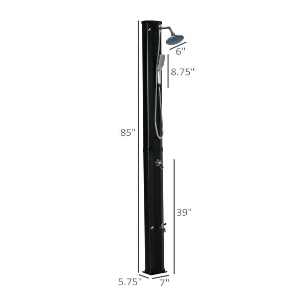 English Elm Outsunny Freestanding Solar Poolside Shower with 360 Head and 9.2 Gallon Heated Tank W2225P200539
