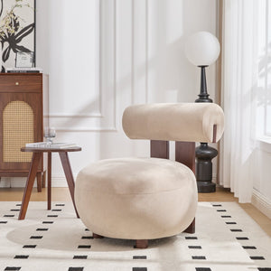 English Elm Modern Sculptural Velvet Accent Chair with Solid Wood Legs for Eclectic Living Spaces Light Brown,Walnut N776P420637B
