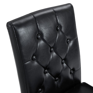 English Elm Table Set With 8 Ergonomic Pu Chairs & Walnut Grain Dining Table Featuring Under-Table Storage W1151S04288-GIGA