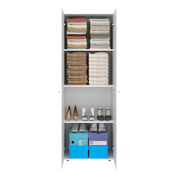 English Elm Armoire 66.9" H With 2 Doors & 4 Shelves - Modern White Storage Solution For Bedroom Organization B097P395912