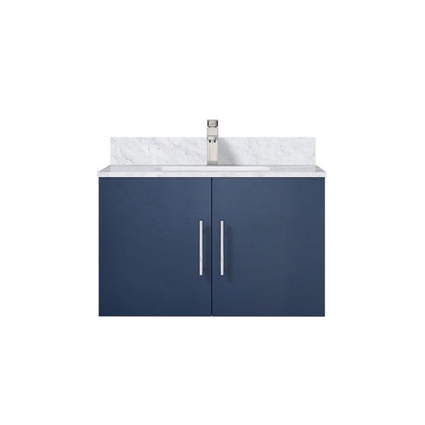 English Elm Navy 30" Bath Vanity with Carrara Marble Top, Soft-Close Storage & Chrome Faucet — Durable, Stylish B2731P258581