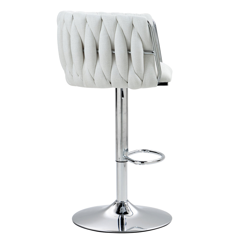English Elm 360° Swivel Bar Stools Set of 2 with High-Rebound Cushions, Adjustable Counter Height, Sleek Chrome Frame for Kitchen Island and Cafe Seating Beige W2215P184992