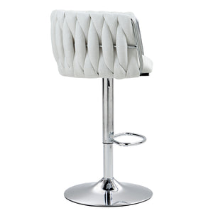 English Elm 360° Swivel Bar Stools Set of 2 with High-Rebound Cushions, Adjustable Counter Height, Sleek Chrome Frame for Kitchen Island and Cafe Seating Beige W2215P184992