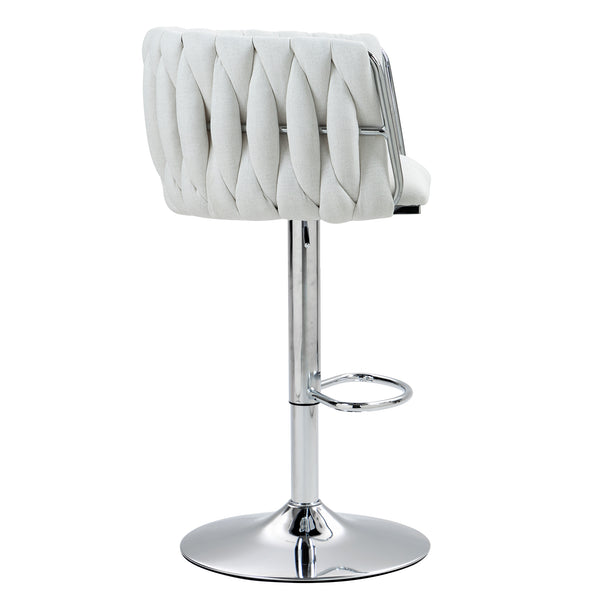 English Elm 360° Swivel Bar Stools Set of 2 with High-Rebound Cushions, Adjustable Counter Height, Sleek Chrome Frame for Kitchen Island and Cafe Seating Beige W2215P184992
