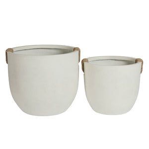 English Elm Round Concrete Sculptural Planter Duo Handcrafted Porous Finish Patio Garden Home W347P465313